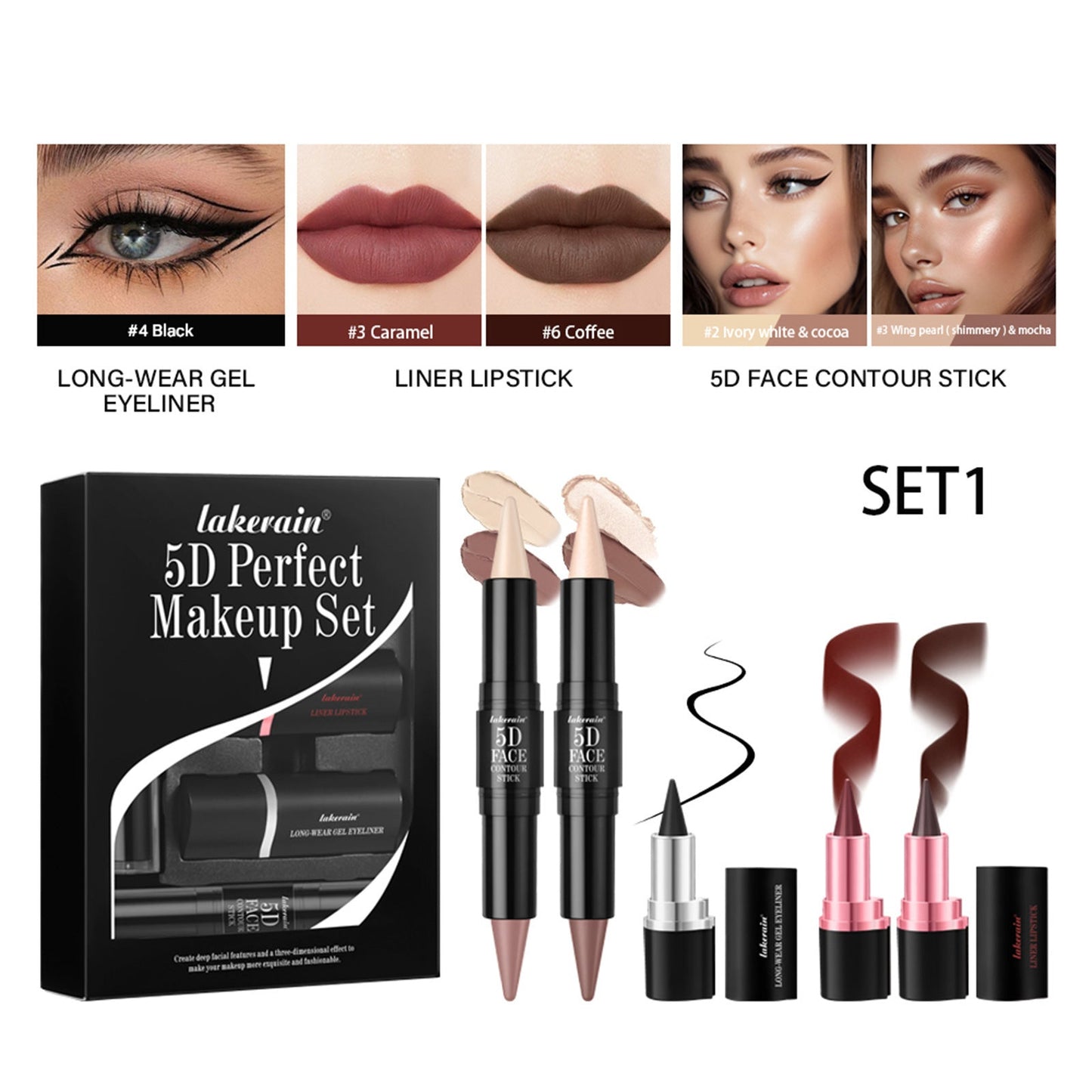 5D Perfect Face Makeup Set - 05Pc/Set 5D 01 Suit Cosmetic Set GlowZone