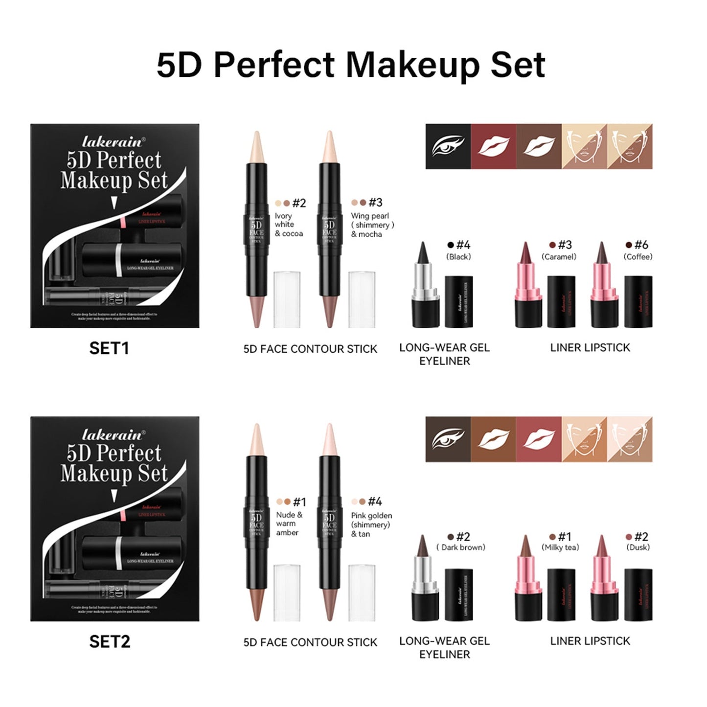 5D Perfect Face Makeup Set - 05Pc/Set Cosmetic Set GlowZone