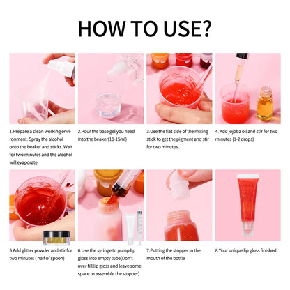 DIY Vegan Lip Gloss Kit Multi-Colored DIY Lip Gloss Kit GlowZone